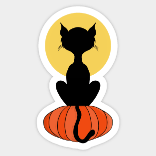 Kitten on the Halloween Pumpkin Sticker